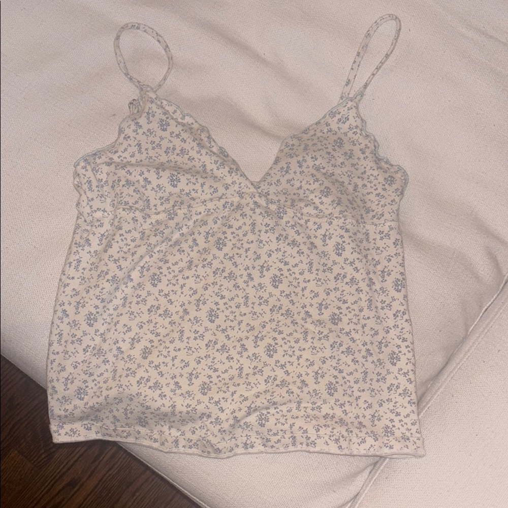 Brandy Melville Gray and White Fitted Camisole
